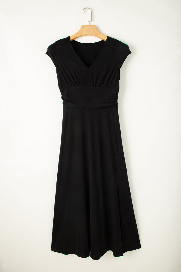 Elegant Black V-Neck Maxi Dress