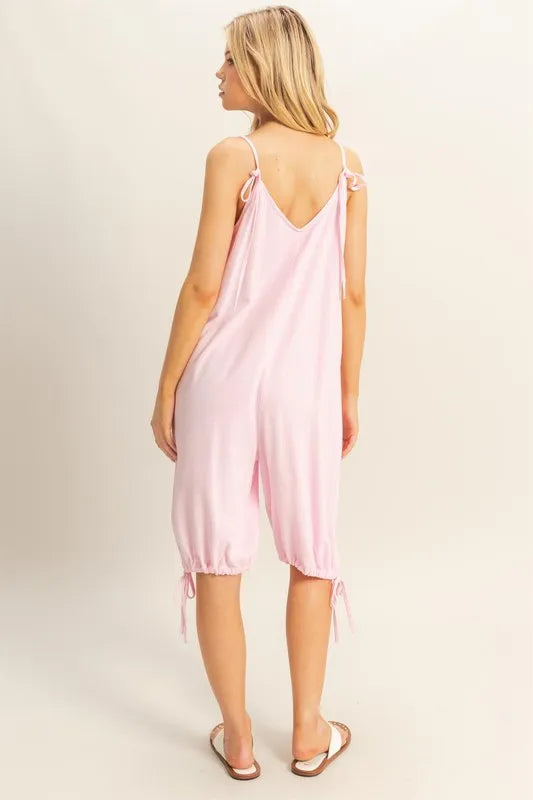 Chic V-Neck Tie Hem Romper