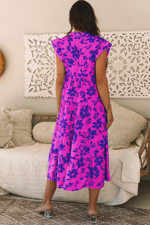 Rose Floral Print Maxi Dress