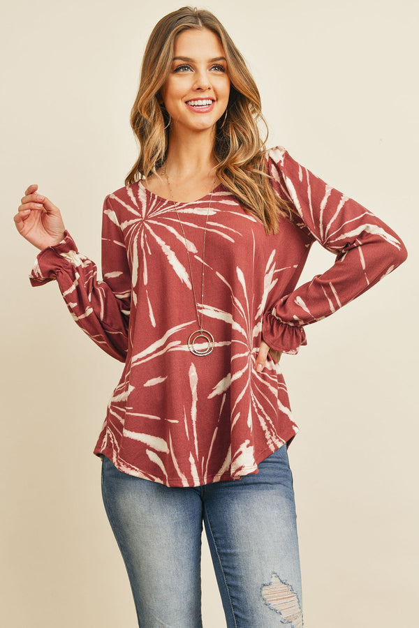 Colorful Ruffle Sleeve Top